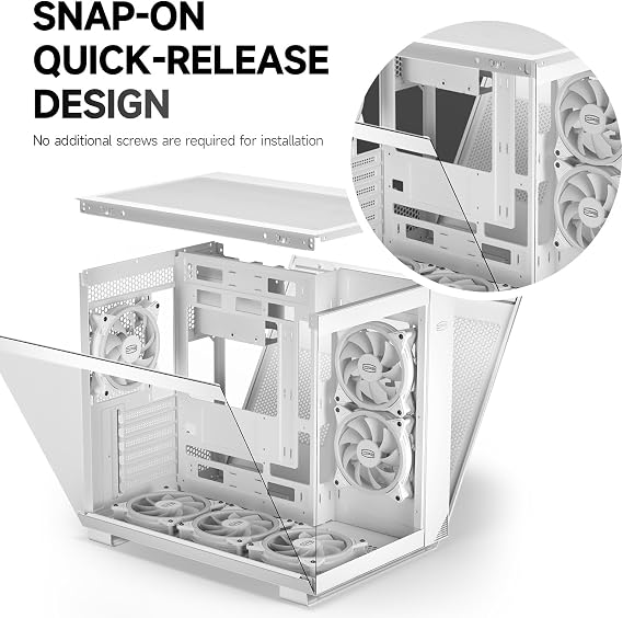 PCCOOLER C3T500 ARGB PC Case Mid Tower Desktop Computer Gaming Superior Case for ATX/M-ATX/ITX with 6 ARGB Case Fans,Column-Free Design,360MM Radiator&400MM GPU Support,Easy Installation (White)