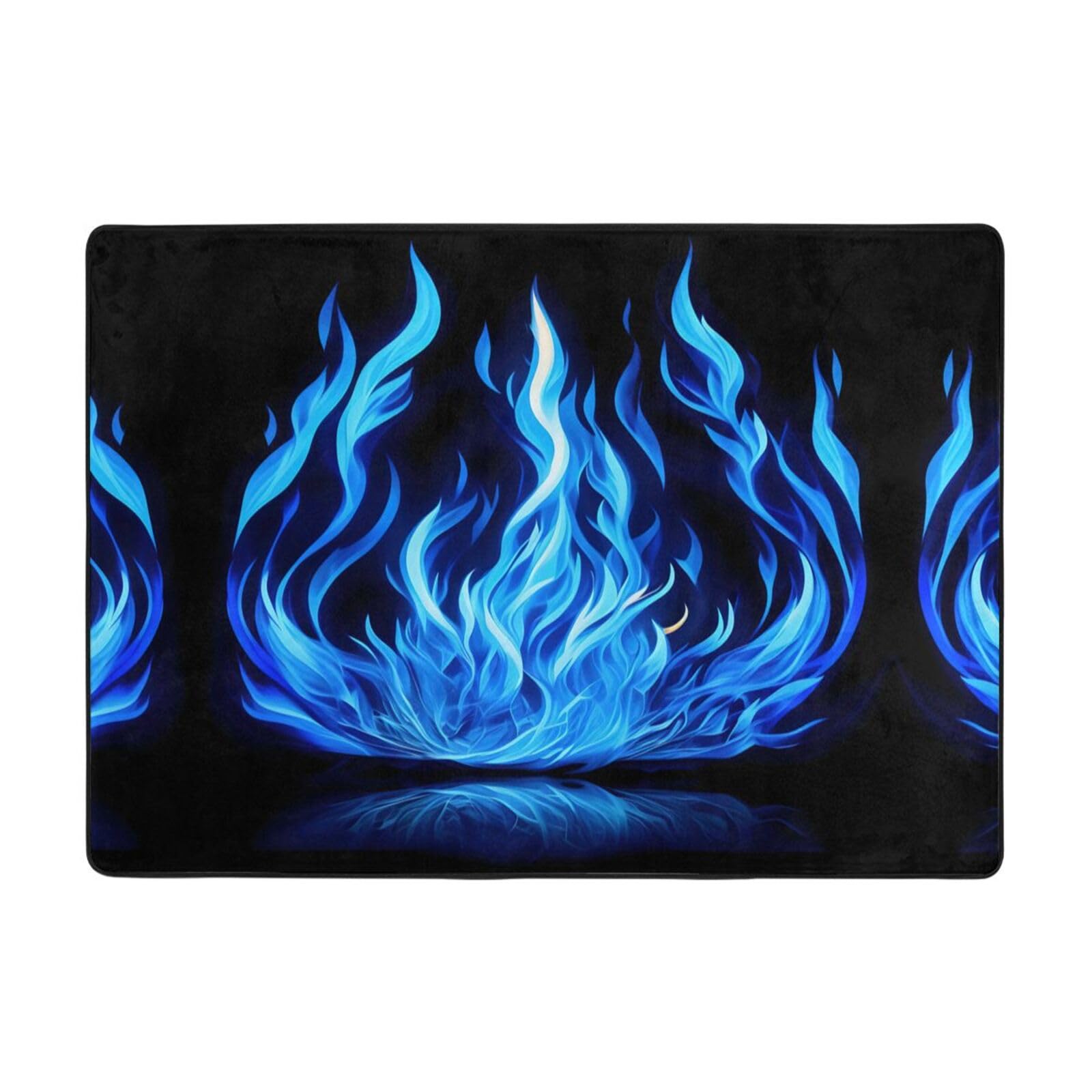 Tapis doux imprimé flamme Indigo lavable antidérapant chambre salon