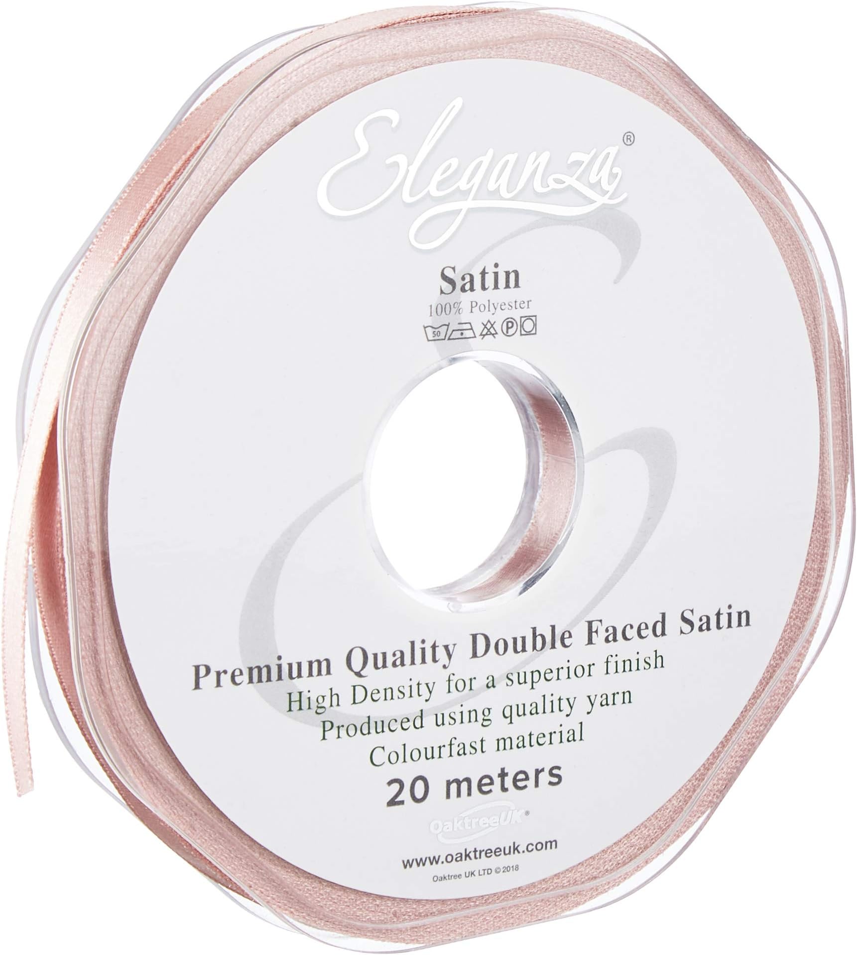 ELEGANZA 6 mm x 20 m Premium Quality Ribbon, Satin, Rose Gold, 11 x 11 x 2 cm