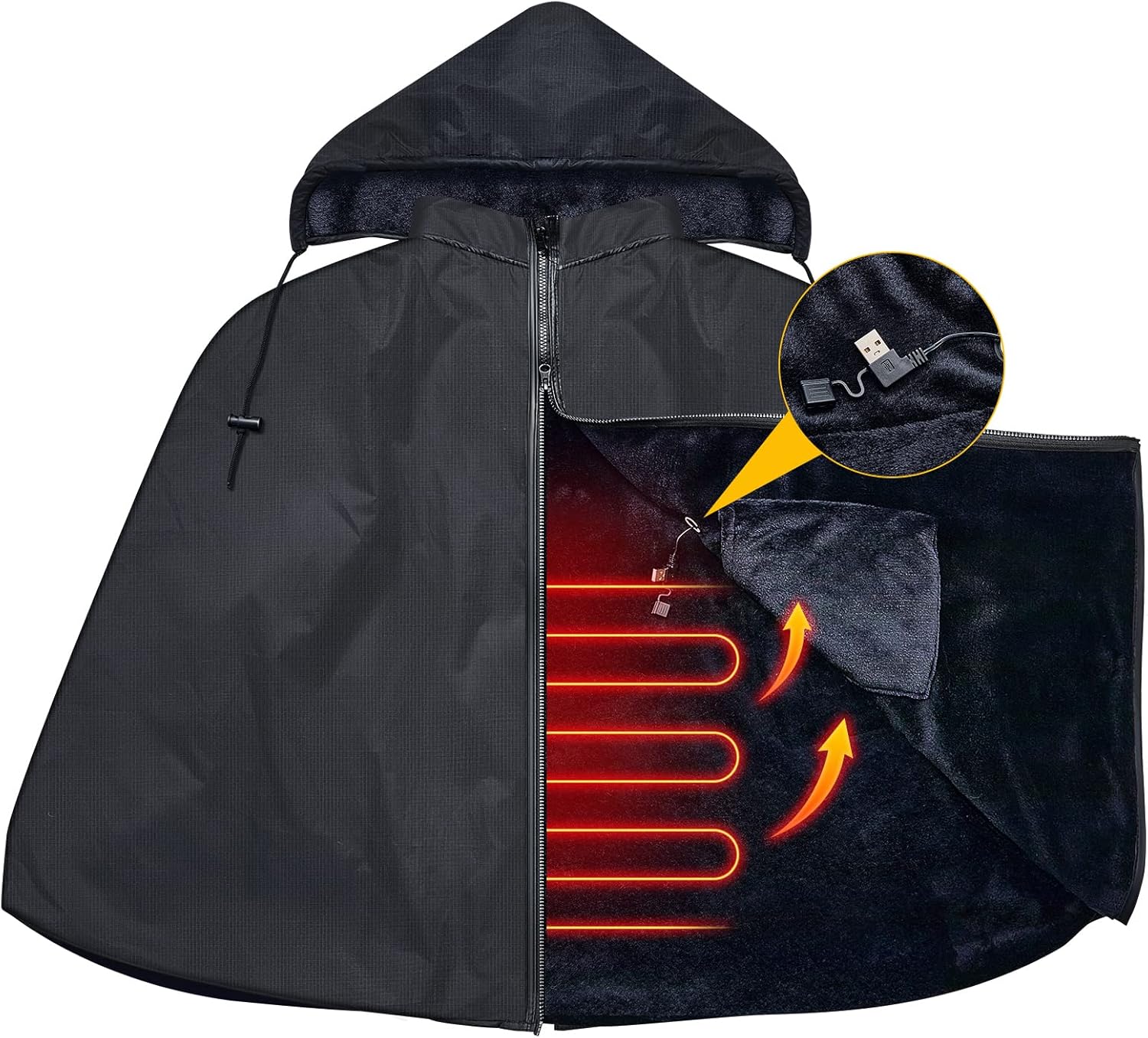 Amazon.com: Heated Blanket Outdoor Waterproof Fleece Blanket with Hood ...