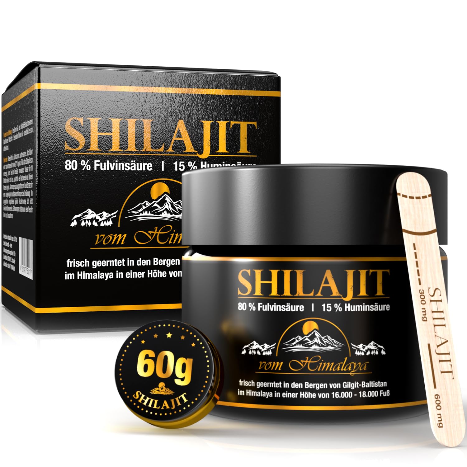 Shilajit Gold Standard 60g | 85+ minerales | máxima potencia del Himalaya | suministro para más de 3 meses | 100% puro y original | vegano y sin aditivos