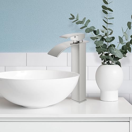 Miniatura 7 de gotonovo Grifo de Cascada Alto para Baño de Una Sola Manija, Grifos de Baño para Lavabo de 1 Agujero, Grifo de Lavabo de Acero Inoxidable Moderno,