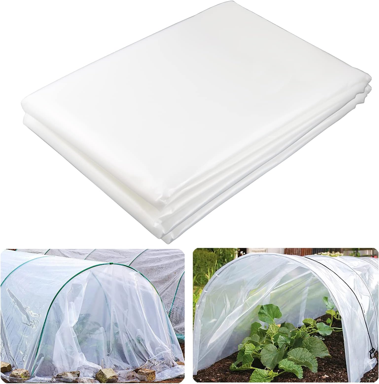 12' x 25' Clear Greenhouse Plastic Sheeting, 6 Mil UV Resistant Polyethylene Greenhouse Film Hoop Green House Plastic Cover for Farms, Agriculture, Garden