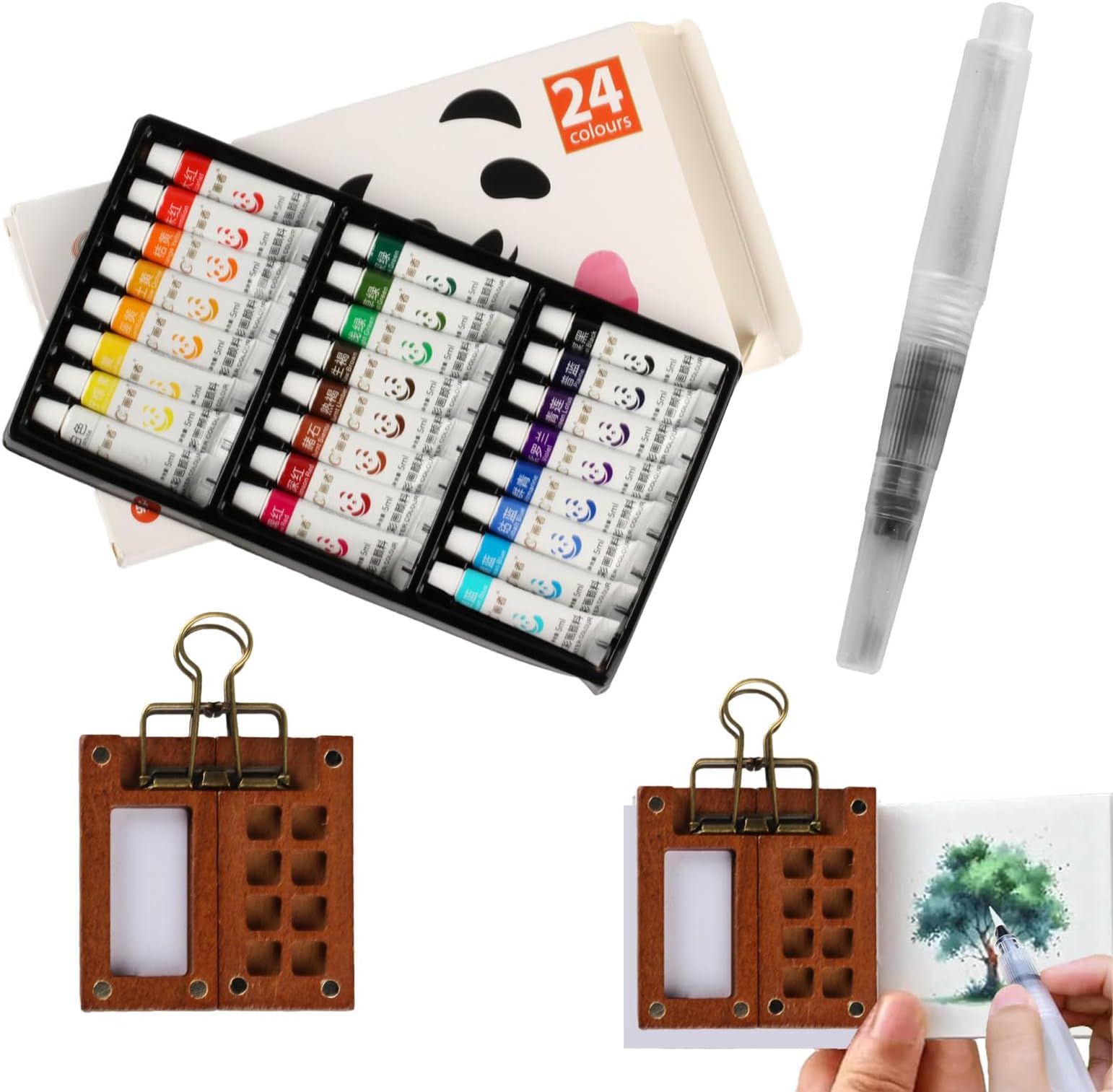 Mini Aquarell Set Pocketartist - Komplett-Set Mit Palette, Zeichenbuch & Pinsel Für Unterwegs