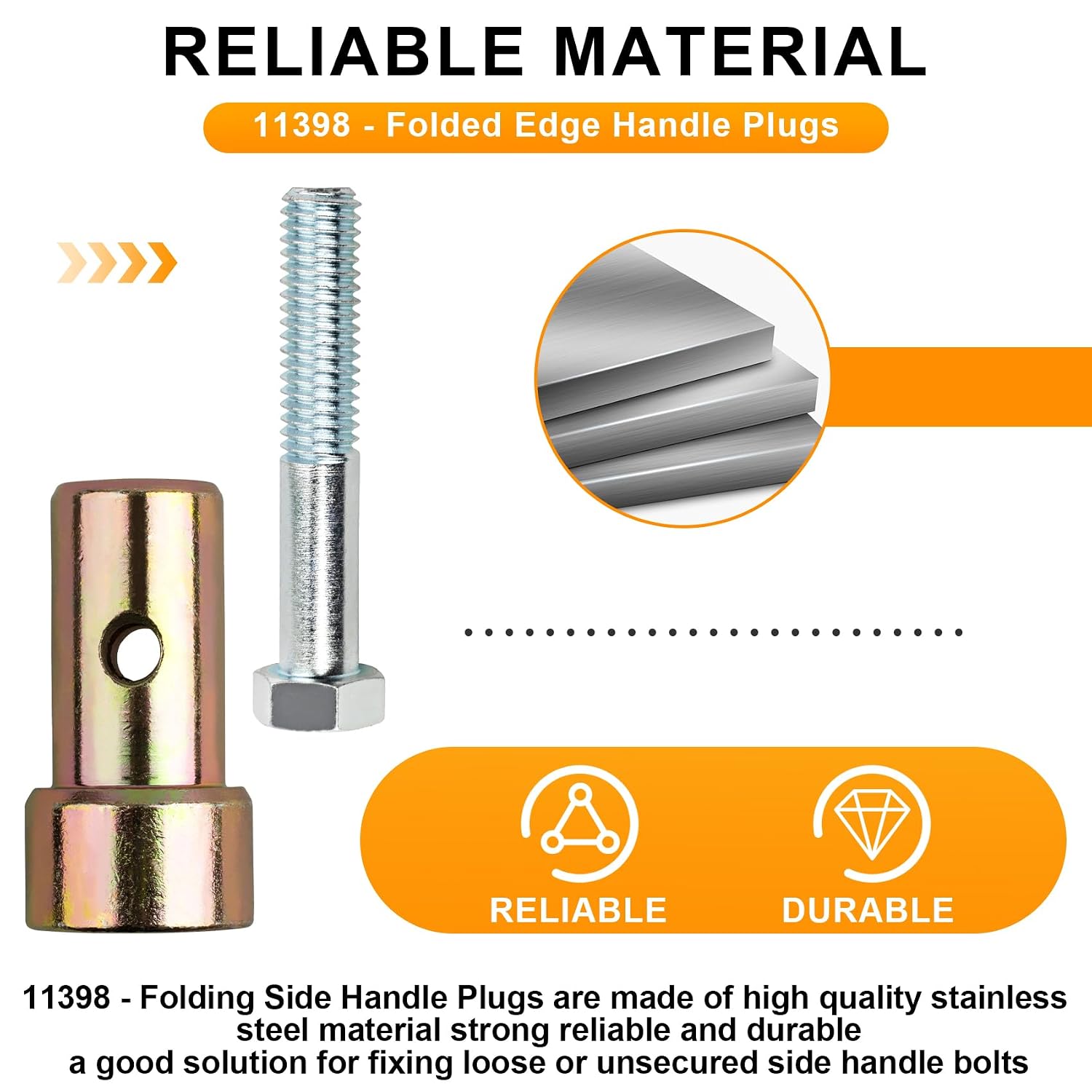 11398 Hemming Handle Bolts and Plug Kit for Tapco Brake Components, 3/8-16 x 2-1/4” Side Bend Brake, 10818 for tapco Brake Parts, Siding Brake Repair Replacement, 2-Pack