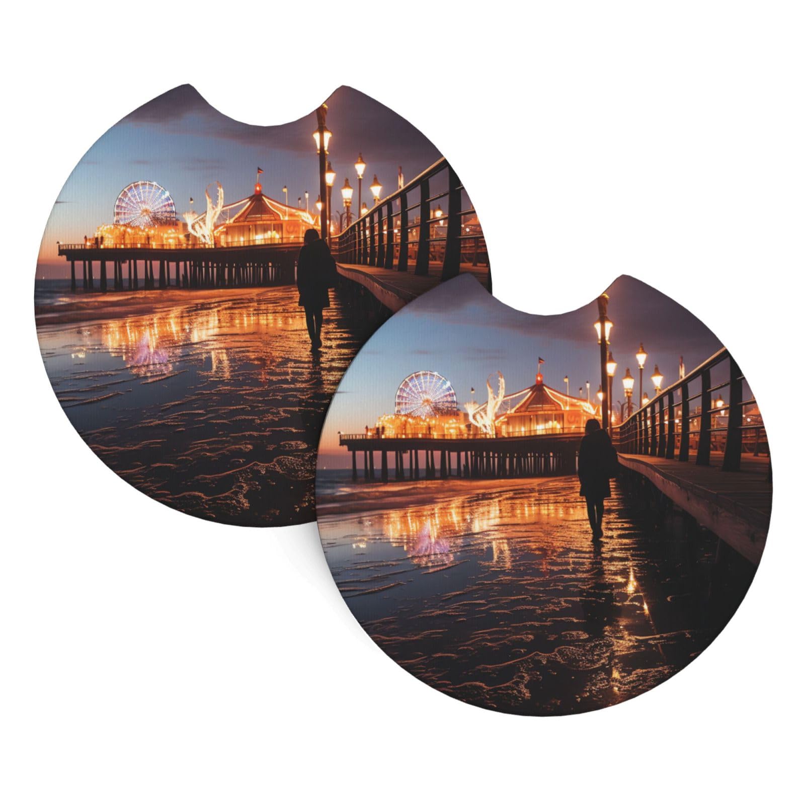 2 Pack Car Coaster for Cup Holders Pier Lights Car Cup Coaster 2.7" Neoprene Non-Slip Automotive Cup Mat Universal Auto Car Interior Accessories for Women Men Cup Pad