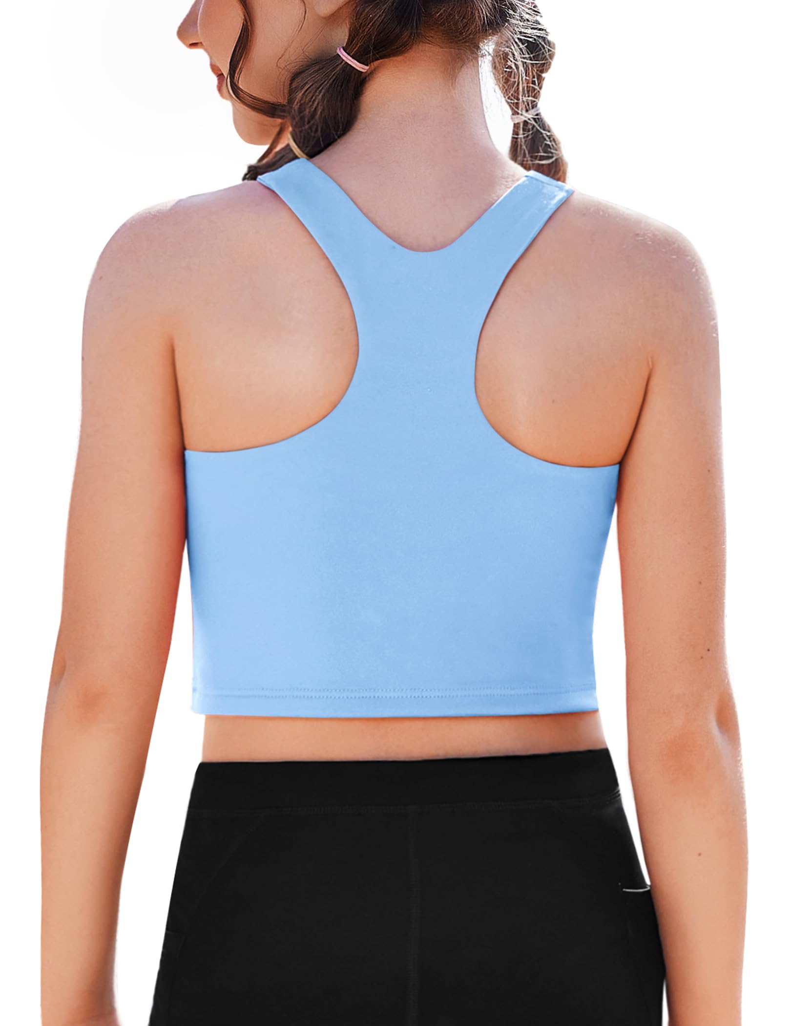 Zaclotre Girls Tank Tops Double Lined Racerback Crop Tops Athletic Shirts