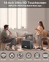 Vista 3 de Máquina de karaoke para adultos con pantalla de letras + 2 micrófonos inalámbricos, sistemas de karaoke con ajustes de graves/agudos, pantalla