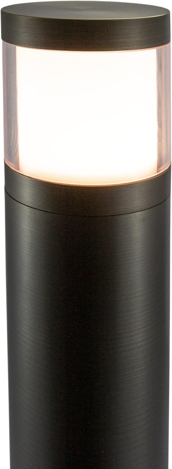 Light to Form® | Luxury Brass Low-Voltage Landscape Lighting | Lighthouse I Path Light | 12V Input | Antique Brass Finish | GU5.3 Socket | Frosted Lens | Ground Mount | Outdoor Bollard Fixture