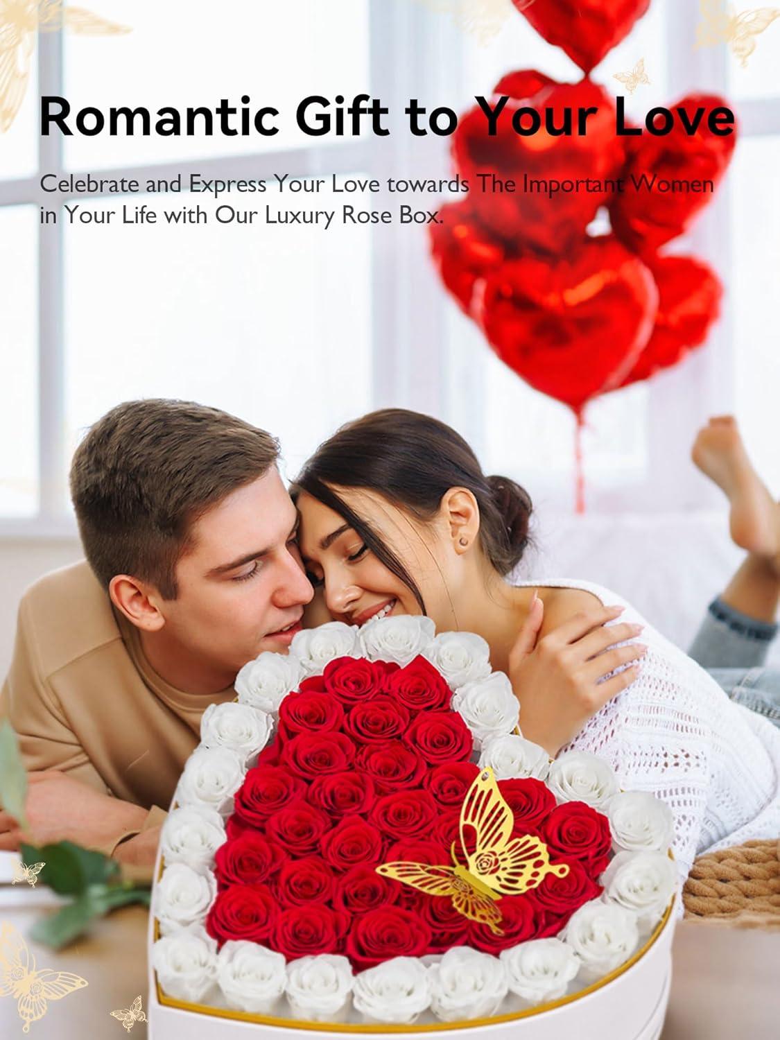 Eterfield 47 Preserved Roses in Heart Shape Box, Forever Flowers Rose Box Preserved Flowers Birthday Gifts for Her Mom Women Wife Anniversary Valentines Day Mothers Day, Red - Image 2