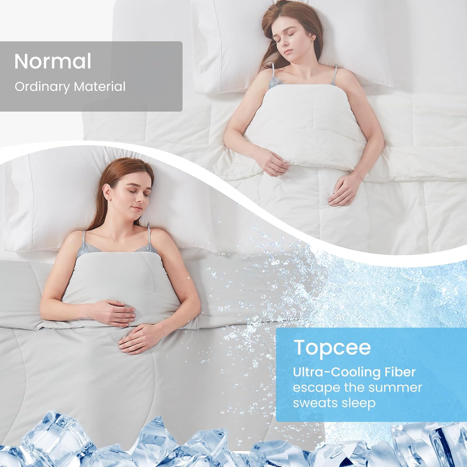 Topcee Cooling Comforter-Cooling Blanket Everlasting Cold Touch for Hot Sleepers-Q-max>0.45 Double-Sided Lightweight Design Summer Ice Blanket for Night Sweats-Grey Queen Size (90"x90") - Image 4