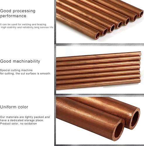 Miniatura 5 de Copper Tube Tube High Purity Seamless Straight Pipe Tubing 19.6Inch for Frames, Industry, Gardening Products Outer Diameter 0.55Inch,14 *