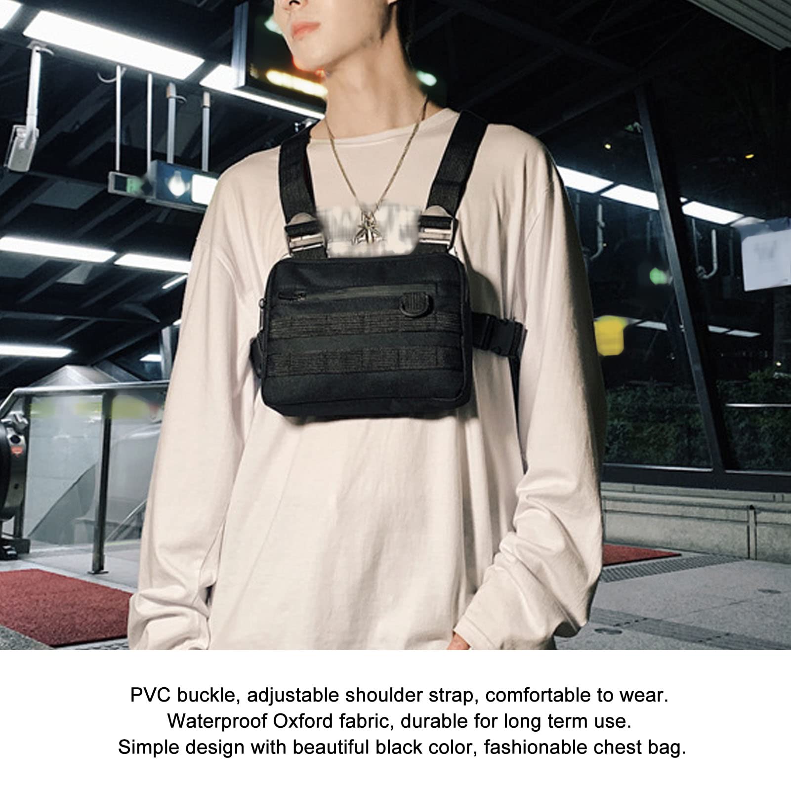 Topyond Chest Rig, Waterproof Oxford Cloth, PVC, Adjustable Shoulder Strap Pouch Vest Pack Bag for Outdoor Camping