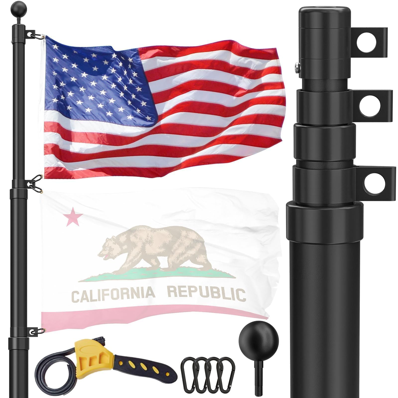 FFILY 25 FT Telescoping Flag Pole (45K PSI)