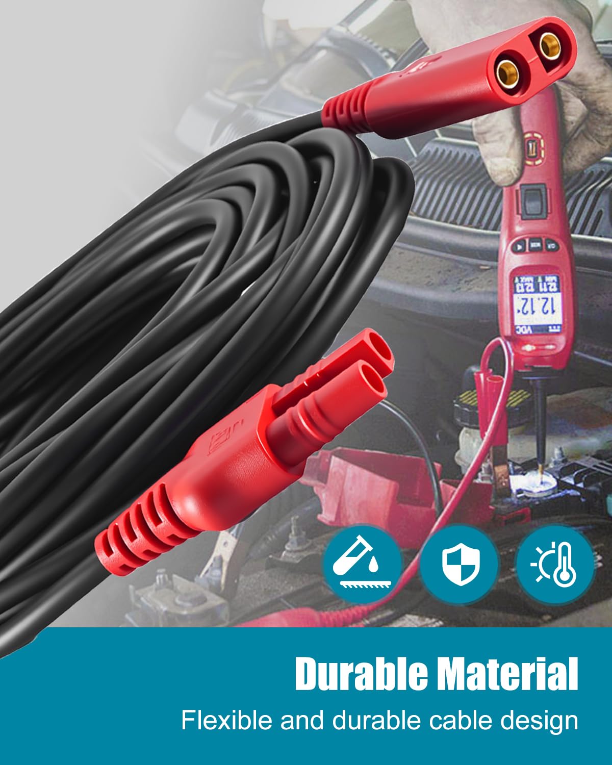 Câble d'extension de 6 m et clip de batterie compatible avec sonde d'alimentation 3Ez/3/3S, lot de pinces crocodiles de rechange PPTK0027 PPTK0025