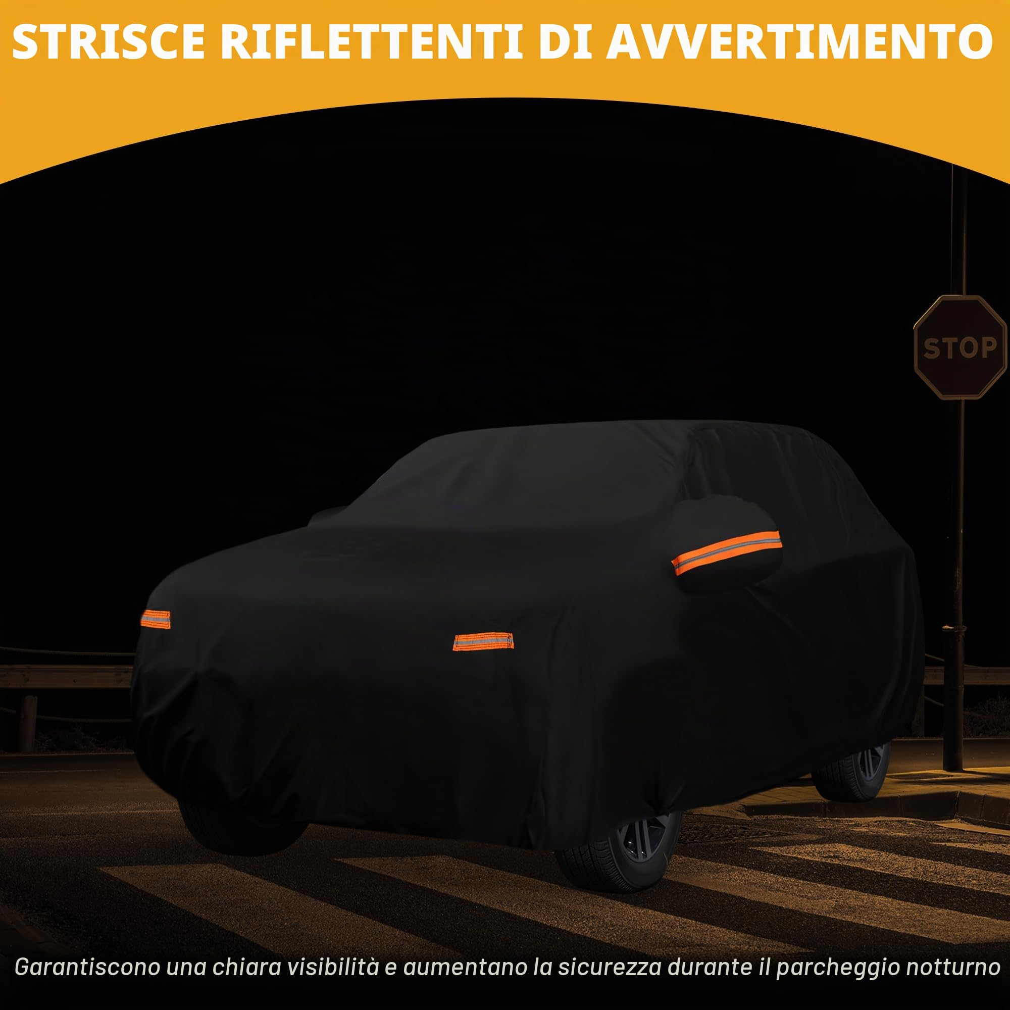Copertura Auto Impermeabile Anti-UV Per Audi Q3 2012-2022 1pc | Nero, 190T-PU, 460x185x140 cm, Anti-UV, Protezione Solare, Antipioggia, Con Zip, Esterna, Cerniere, Tutte Le Stagioni