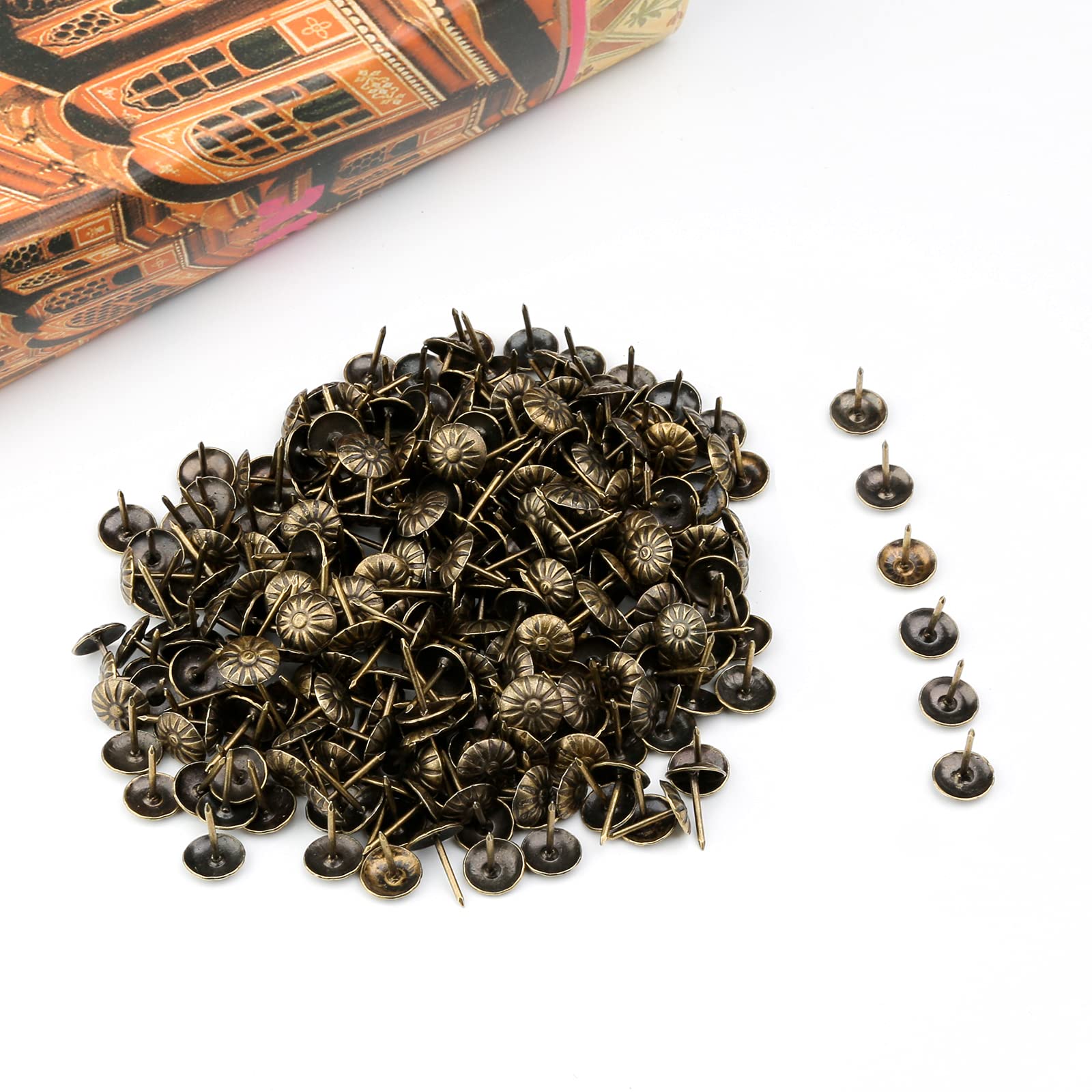 300 Chiodi Decorativi Per Tappezzeria - Verde Antico, 11x17mm, Per Divani, Porte, Mobili - Foto 11