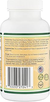Double Wood Supplements Mushroom Complex Supplement - 1,000mg - 10 Most Essential Mushrooms (Lion's Mane, Reishi, Cordyceps, and More), 120 Capsules