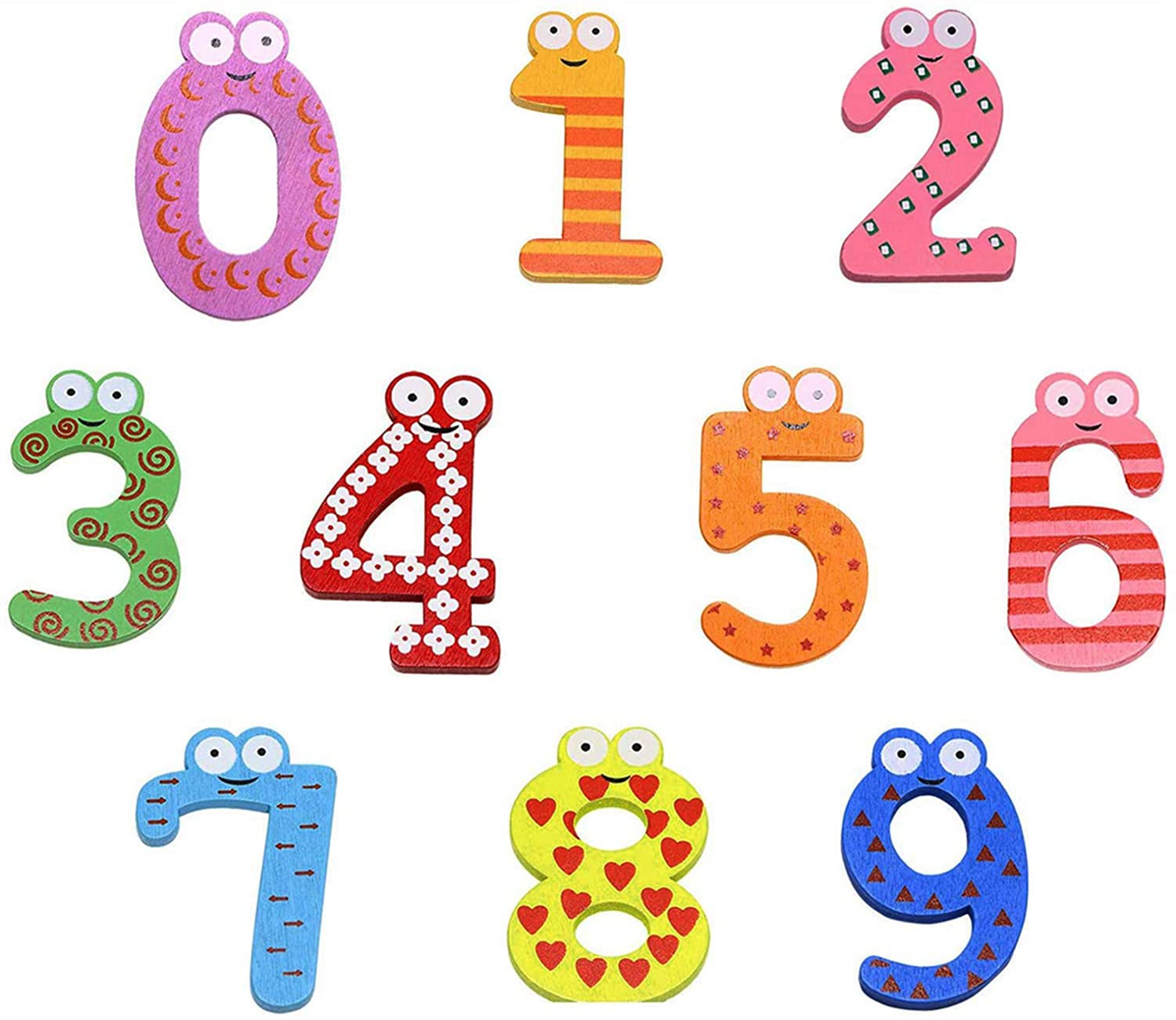 KASTWAVE Wooden Magnets Fridge Numbers, Large Cute Wood, Magnetic Refrigerator Learning Game Toys AAlphabet, for Kids Baby Girls Boys Toddler Preschool Educational(10Pcs)