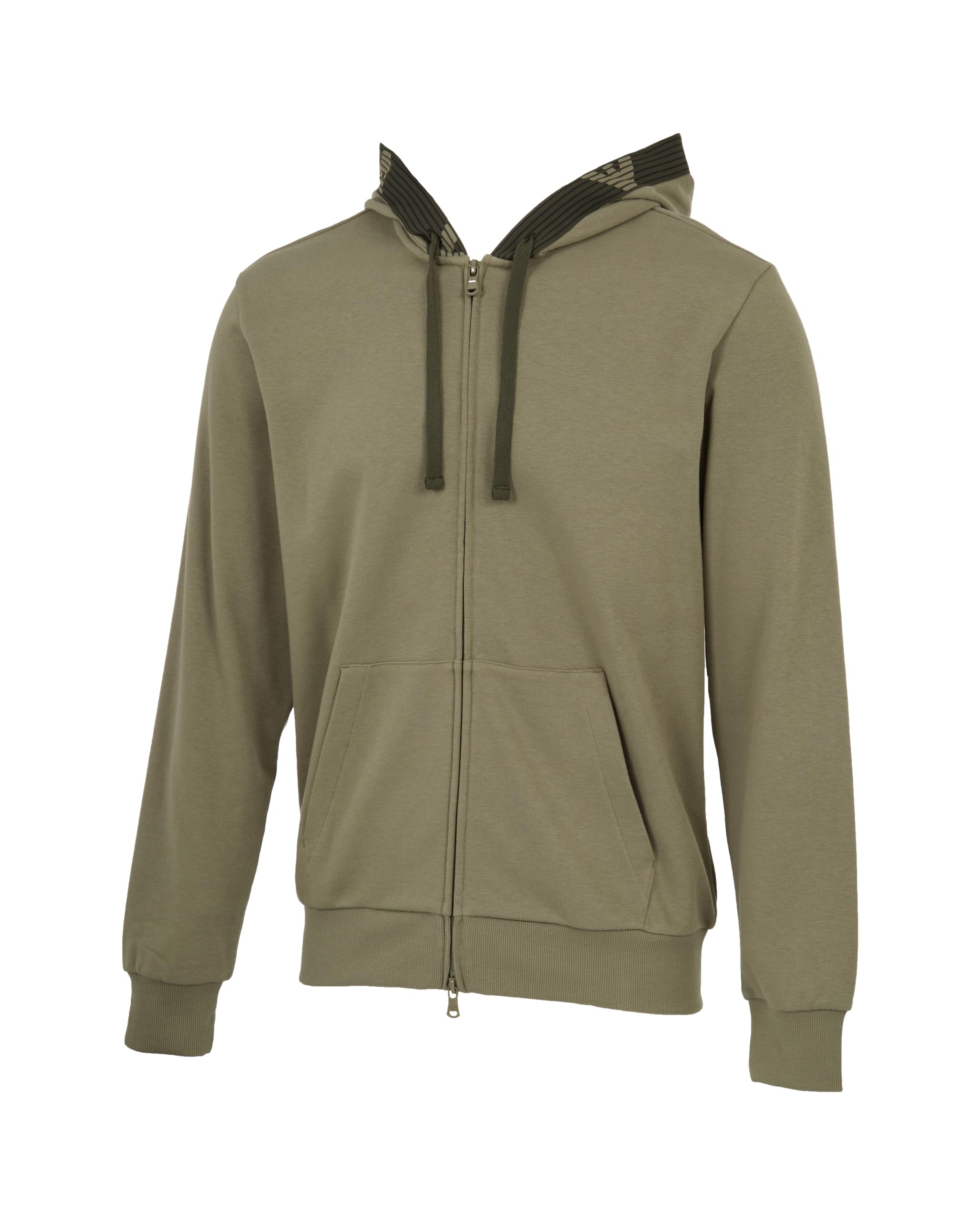 Emporio Armani Herren Basic Terry Hoodie Reißverschluss Sweatshirt Braun M, Vetiver, M