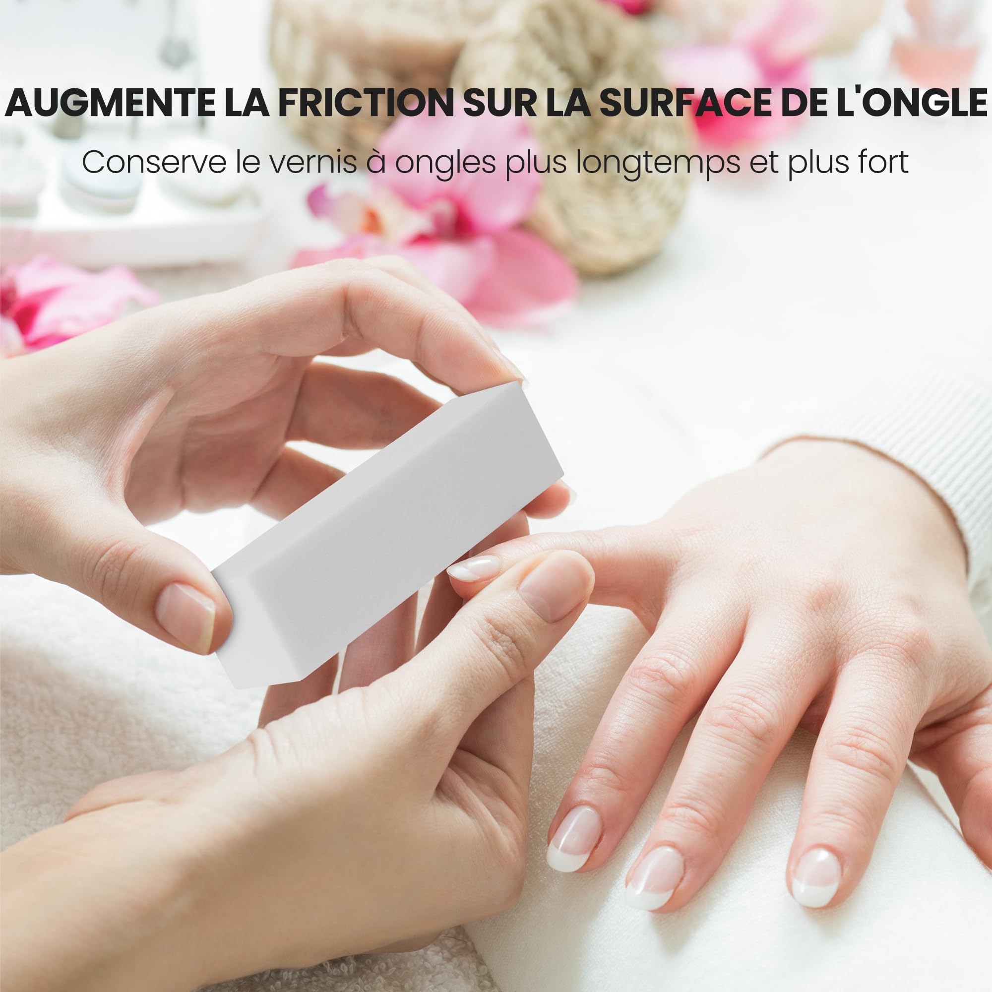 Lot de 10 Bloc Polissoir Ongles, Lime de Polissoir a Ongle Professionnelle pour Poncer Les Ongles en Acrylique ou Gel Naturel, 4 Faces Lavable pour Manucure - Blanc