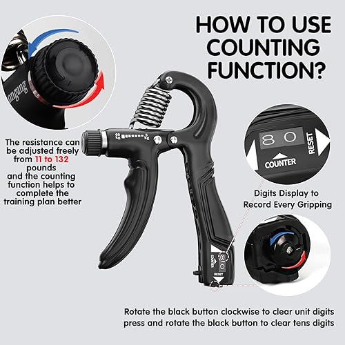 Miniatura 2 de Fortalecedor de agarre de mano con resistencia ajustable, fortalecedor de muñeca, agarre de antebrazo, exprimidor de entrenamiento de mano,