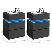 VASAGLE KAILYN Collezione - Set di 2 Comodini con Striscia Luminosa di Luci a LED