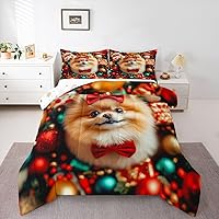 Vista 23 de Juego de edredón de perro lindo para niños, juego de ropa de cama con estampado de carlino de dibujos animados para niños y adolescentes, juego