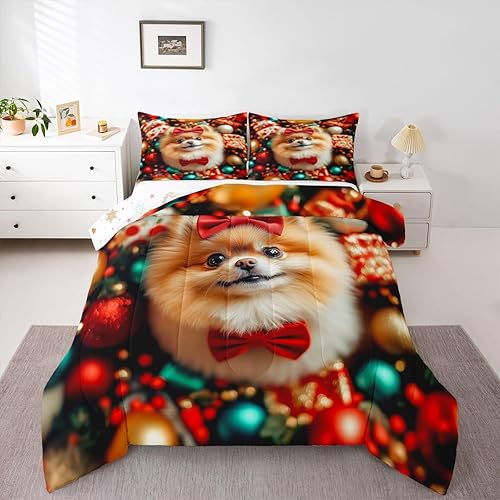 Miniatura 23 de Juego de edredón de perro lindo para niños, juego de ropa de cama con estampado de carlino de dibujos animados para niños y adolescentes, juego