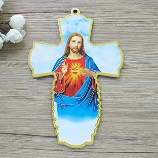 Sacred heart Jesus Wood Wall Cross (12 PCS) Baptism Christening Anniversary First Communion Favors