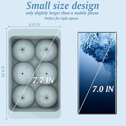 Miniatura 2 de Miaowoof Máquina de bolas de hielo para mini nevera, bandejas redondas de fácil liberación para cubitos de hielo de 2.0 pulgadas, moldes grandes