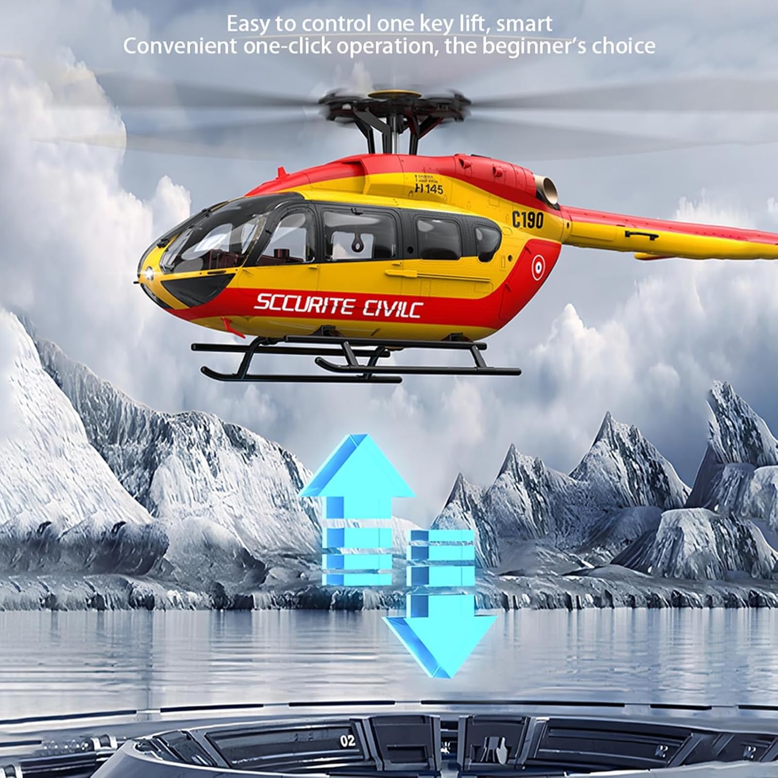 Helikopter RC C190, skala 1:30 Helikopter H145 2.4G 6CH RTF z pojedynczym śmigłem bez lotek, 6-osiowa stabilizacja żyroskopowa Prezent dla dorosłych