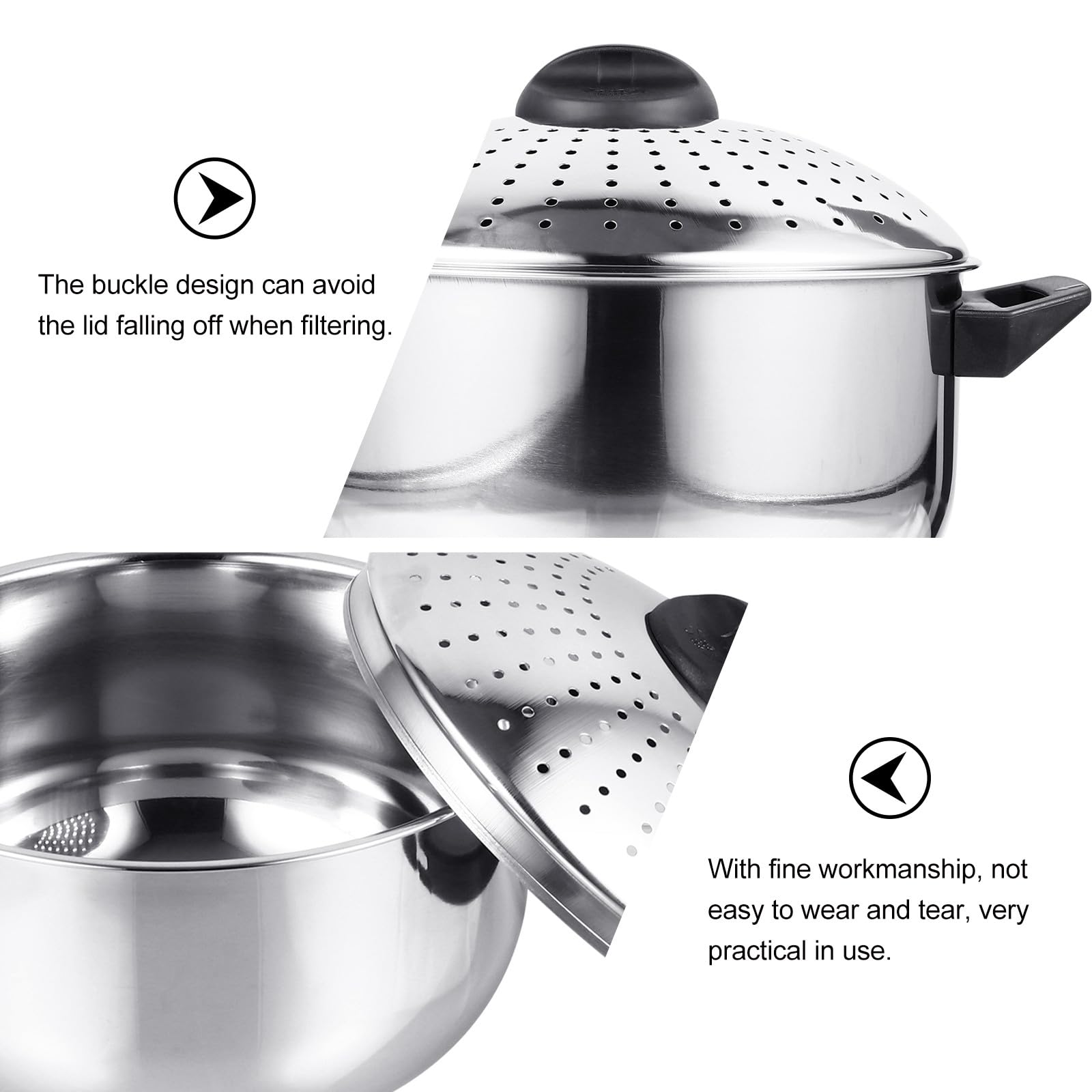 OSALADI Olla Rápida para Cocinar y Colar Fácilmente de Acero Inoxidable para Fideos y Tapa Antideslizante Diseño de Cierre Seguro en Cocina