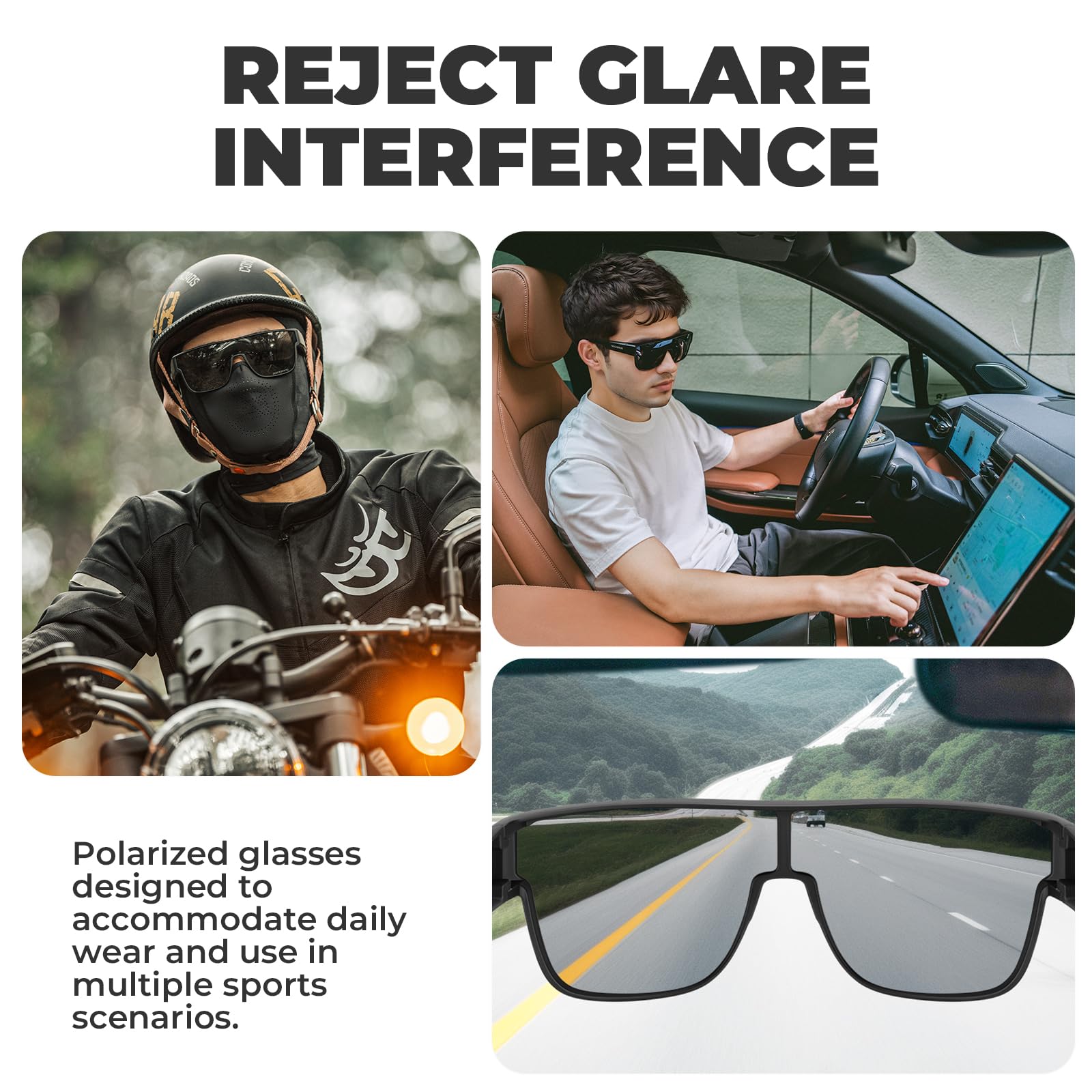 ROCKBROS Sovraocchiali da Sole Polarizzati, Occhiali da Sole Ciclismo Sovrapponibili Uomo Donna, Protezione UV400, per Bici MTB Corsa Pesca Viaggio Guida, Nero