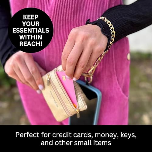 Miniatura 6 de Save the Girls Clip and Go - Cadena de metal para teléfono con bolsa (Gun Metal - Bolsa Negra)  Elegante cordón crossbody para teléfono con