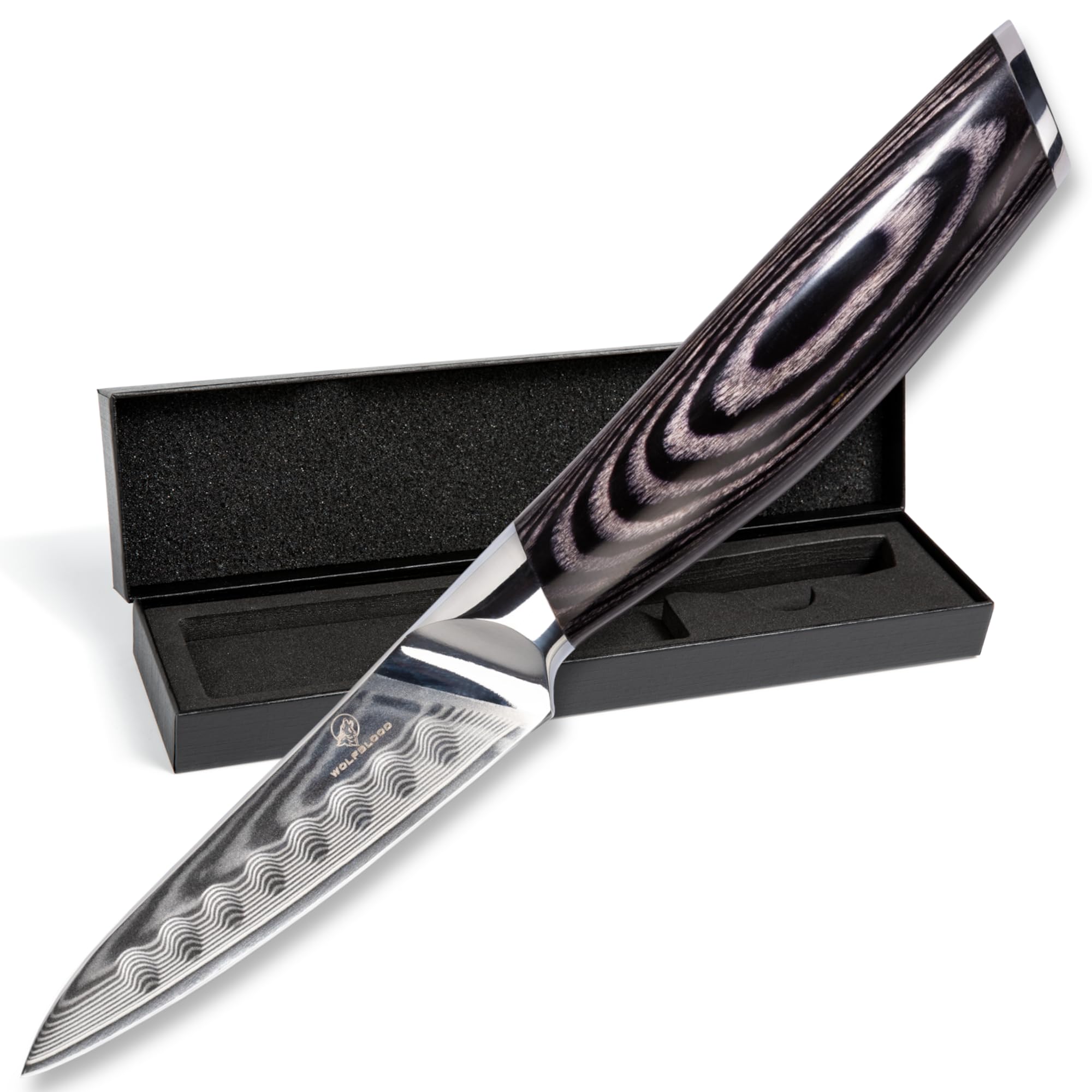 Wolfblood PRO Damastmesser S 20 cm Schälmesser | 67 Lagen Damaststahl