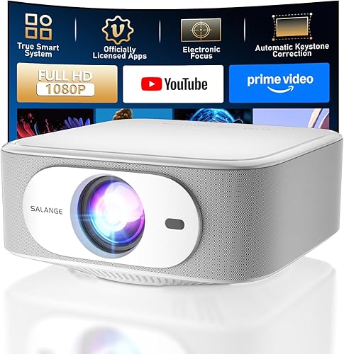 [Licencia N+] Proyector inteligente con aplicaciones integradas, Wifi Bluetooth, 1080P Native 4K Mini proyector, 400 lúmenes ANSI, Keystone Gris-