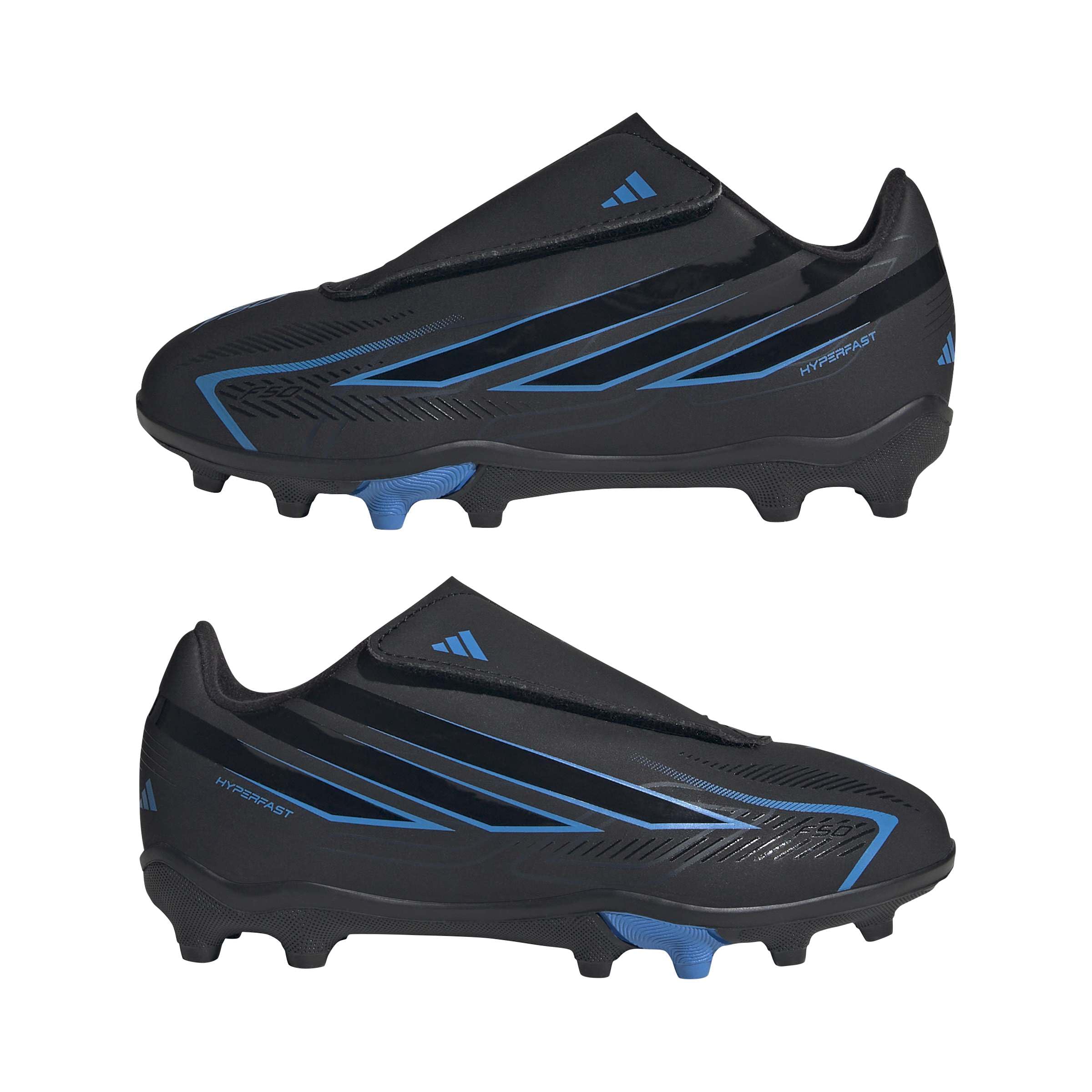 adidas Unisex Kinder F50 Hyperfast Club Velcro Firm Ground/Multi Ground Football Boots Children Shoes, core Black/core Black/Lucid Ray Blue, 30 EU