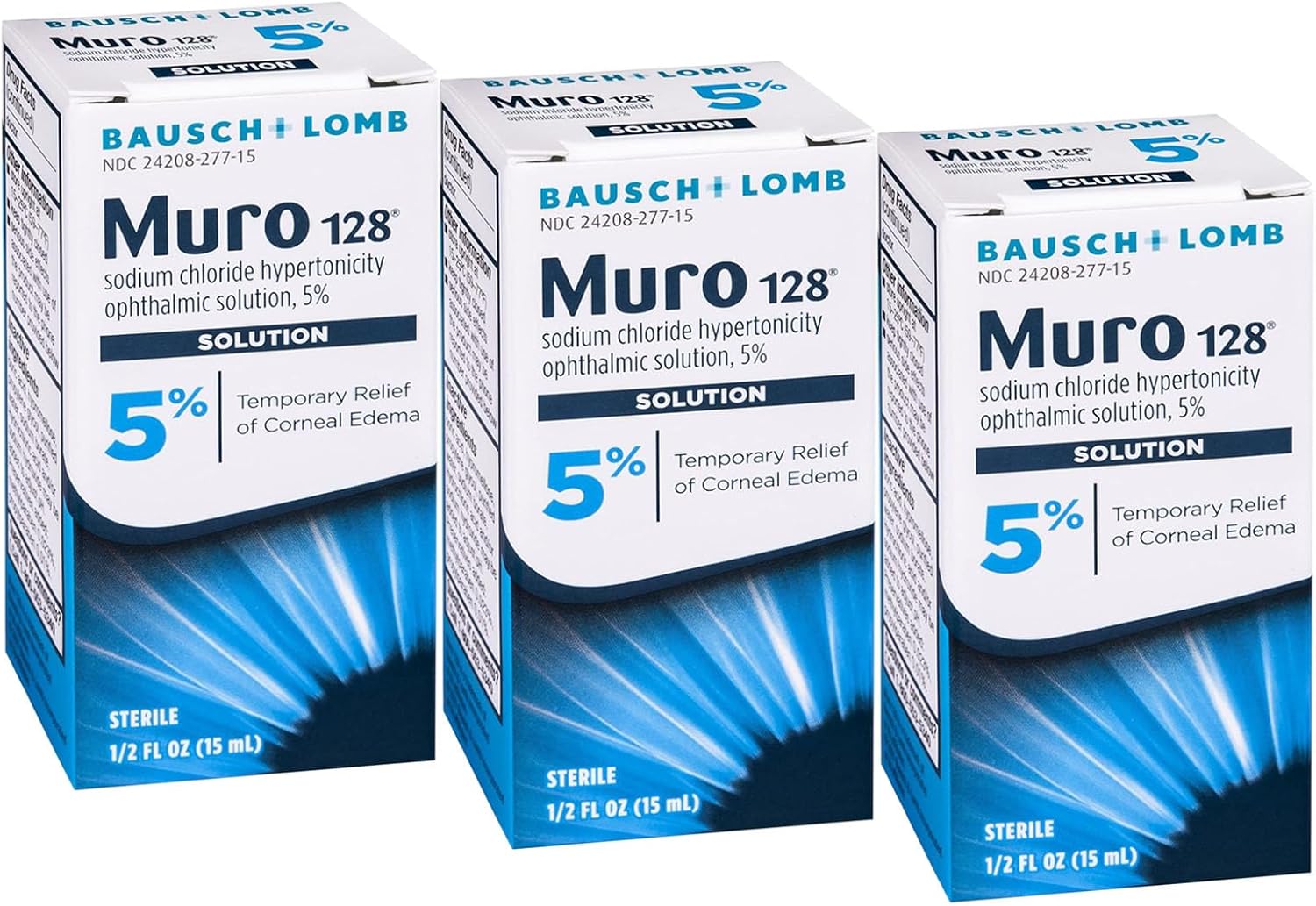 128 Soluci&oacute;n de hipertonicidad de cloruro de sodio Gotas al 5%, paquete de 0,5 Fl Oz de 3