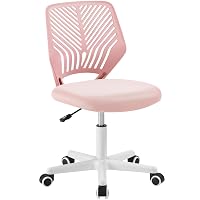 Yaheetech Sedia Ufficio Scrivania Senza Braccioli Regolabile Rosa Chiaro
