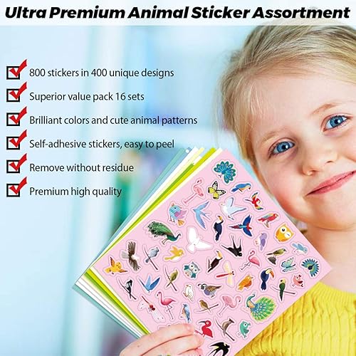 Miniatura 2 de Fancy Land Calcomanías de animales para niños, 8 temas, lindo animal para decoración de botellas de agua, suministros de ornamento, recuerdos de