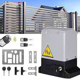 Automatic Sliding Gate Opener with 2 Remote Control/Sensor, Electric Rolling Driveway Slide Gate Motor, Complete Security Operator Kit,750W-1500Kg
