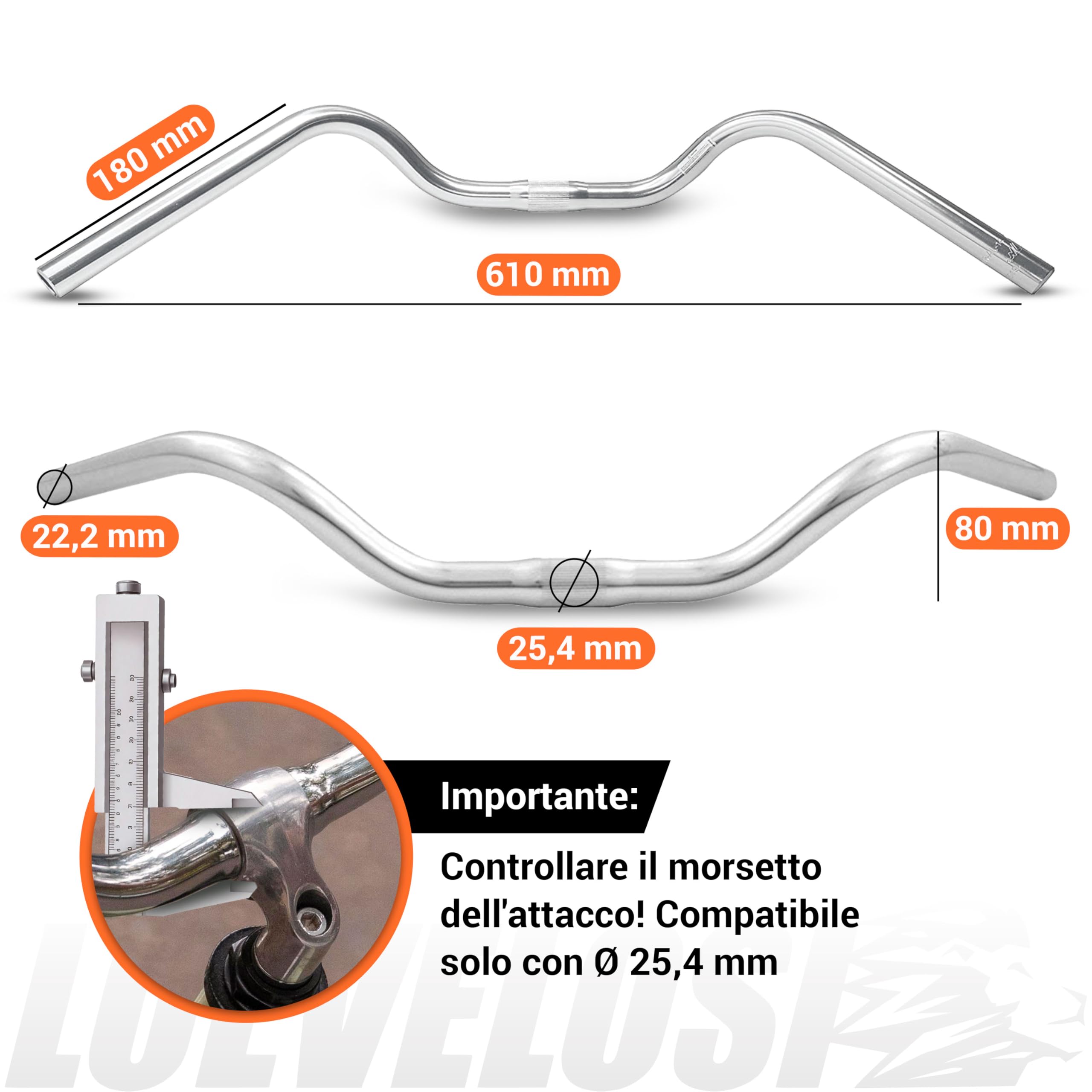 City Bike Manubrio ergonomico per bicicletta da donna e da uomo, in alluminio argentato, retrò, manubrio da città, olandese, bici da uomo, cruiser, colore argento