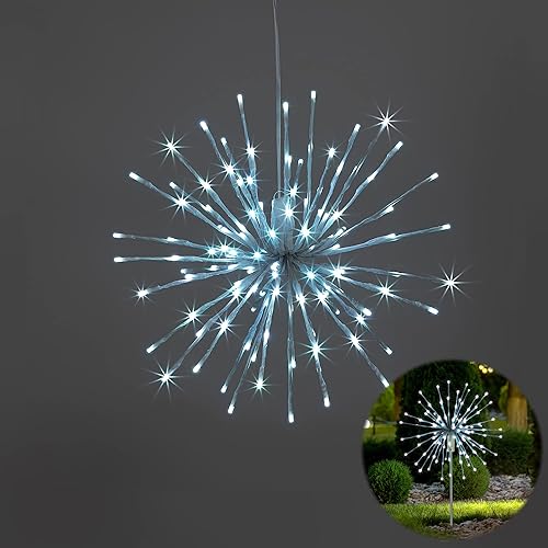Miniatura 9 de LIGHTSHARE Bola iluminada de 12 pulgadas, 80 luces LED de fuegos artificiales, bola colgante de doble uso para patio, pasarela, decoración de