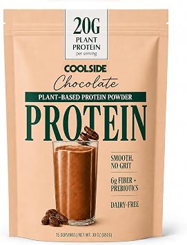 Coolside Clean Plant-Based Protein Powder, Probiotics | Chocolate | 15 Serv