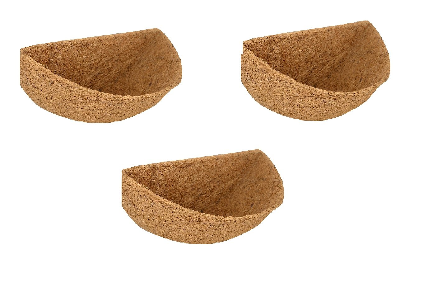 COIRGARDEN-Coco Fiber Wall Hanger Half Liner - Window Hanging Planter POTS - Coir Liner - Basket Liner 12 INCH - 3 Pieces