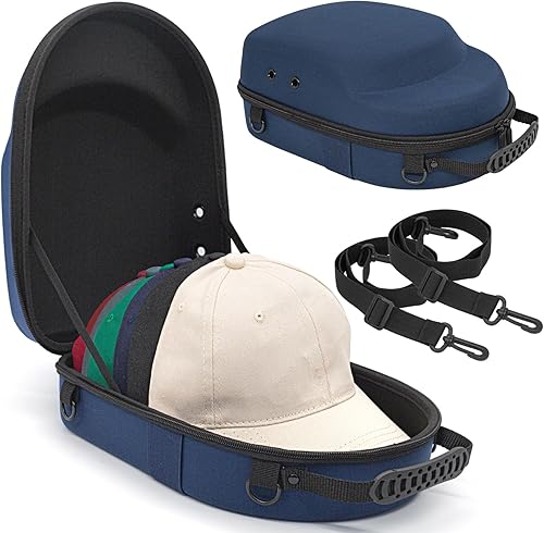 Livememory Estuche de viaje para gorras de béisbol y almacenamiento en el hogar, protege hasta 6 sombreros, color azul marino