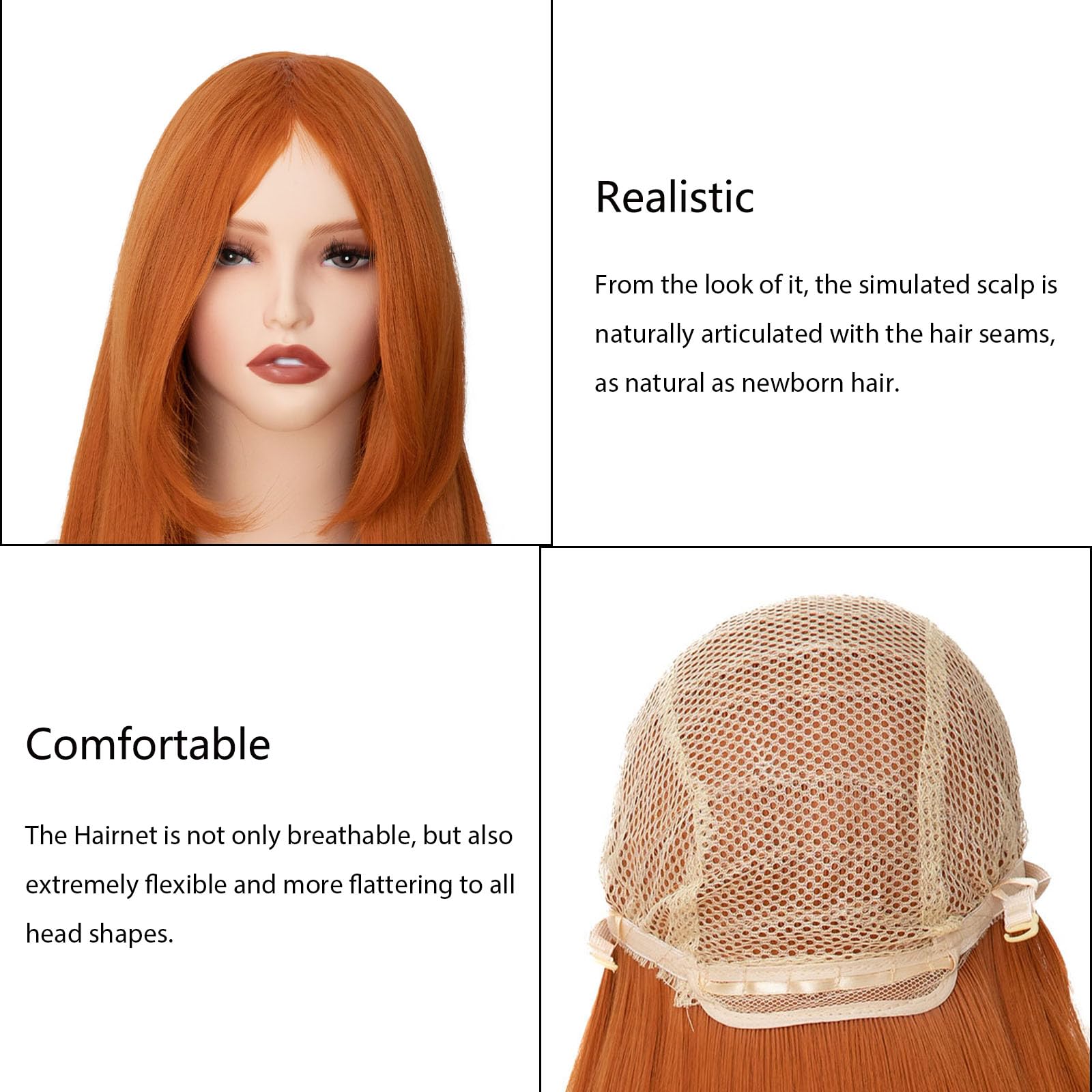 BUYOGET Long Ginger Wigs for Women 40Inch Straight Wig with Fringe for Costume Halloween Cosplay Anime Party - Image 4