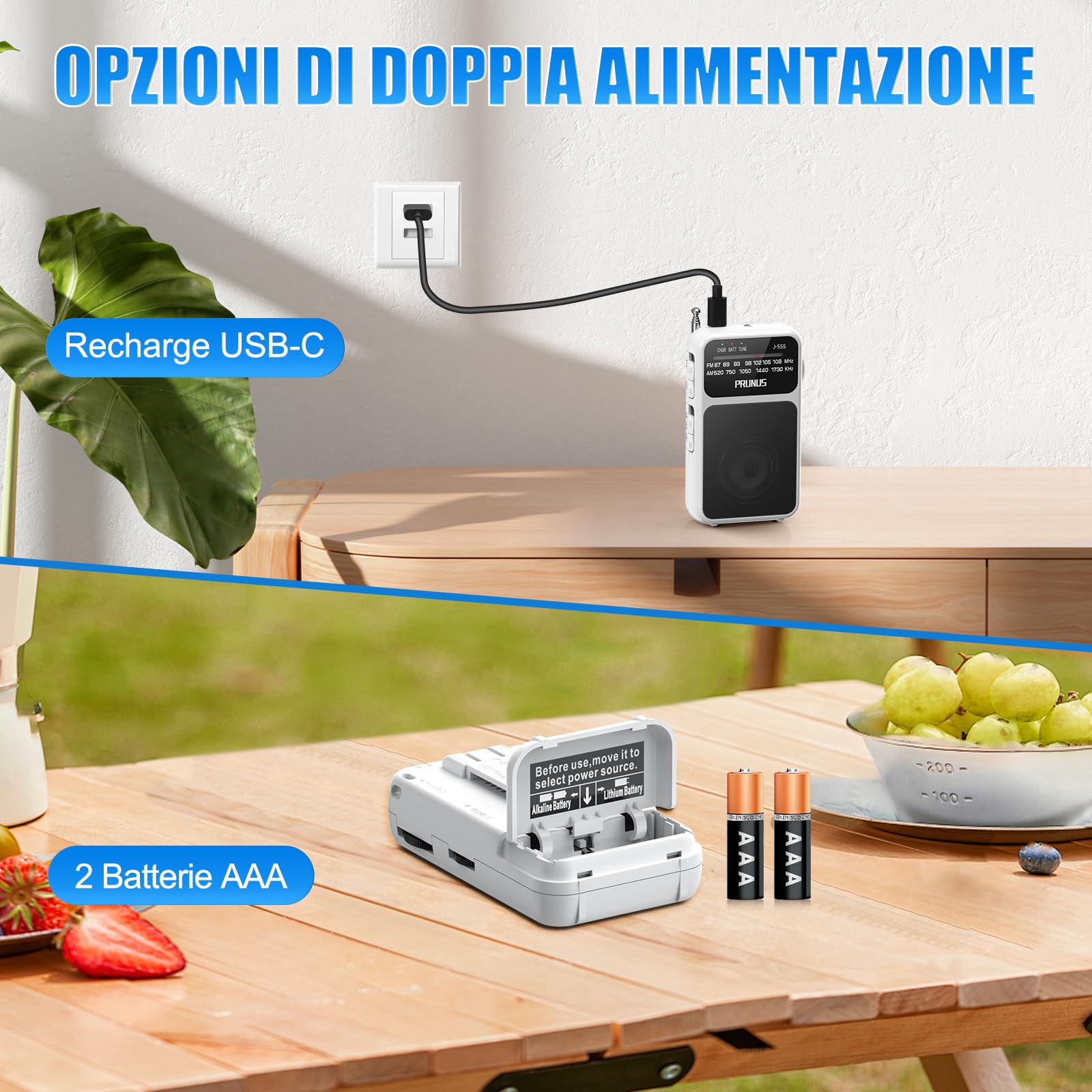 Radio Portatile PRUNUS J-555 FM/AM Ricaricabile - Mini Radiolina Con Clip - Foto 13