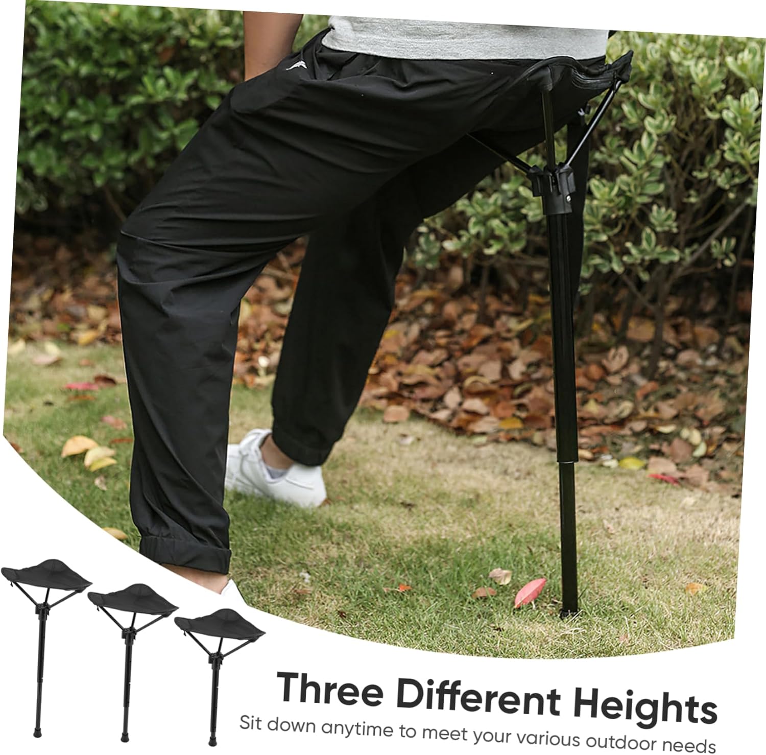 Portable Folding Stool Tall Lightweight Camping Chair Armrests Compact Outdoor Seat for Travel Adjustable Height for Camping and Picnics